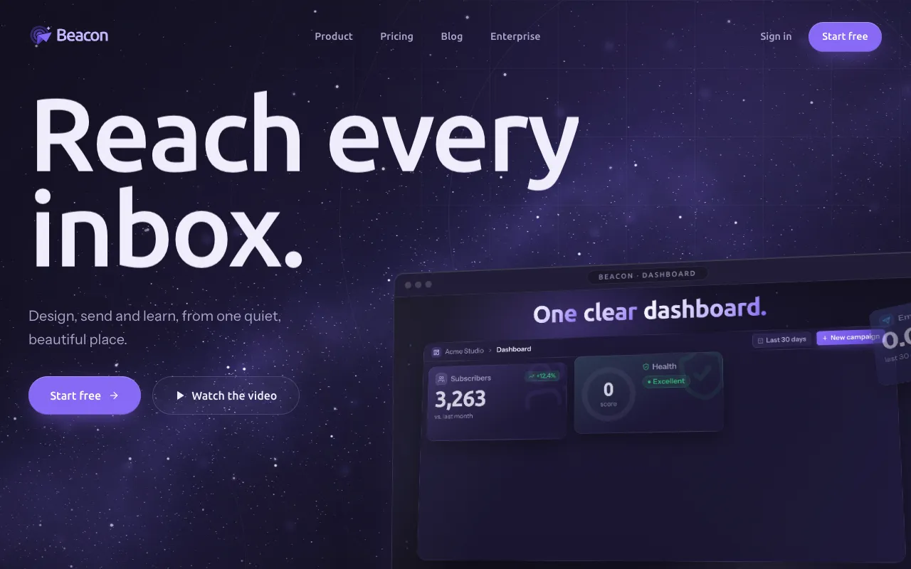 Beaconmail homepage screenshot