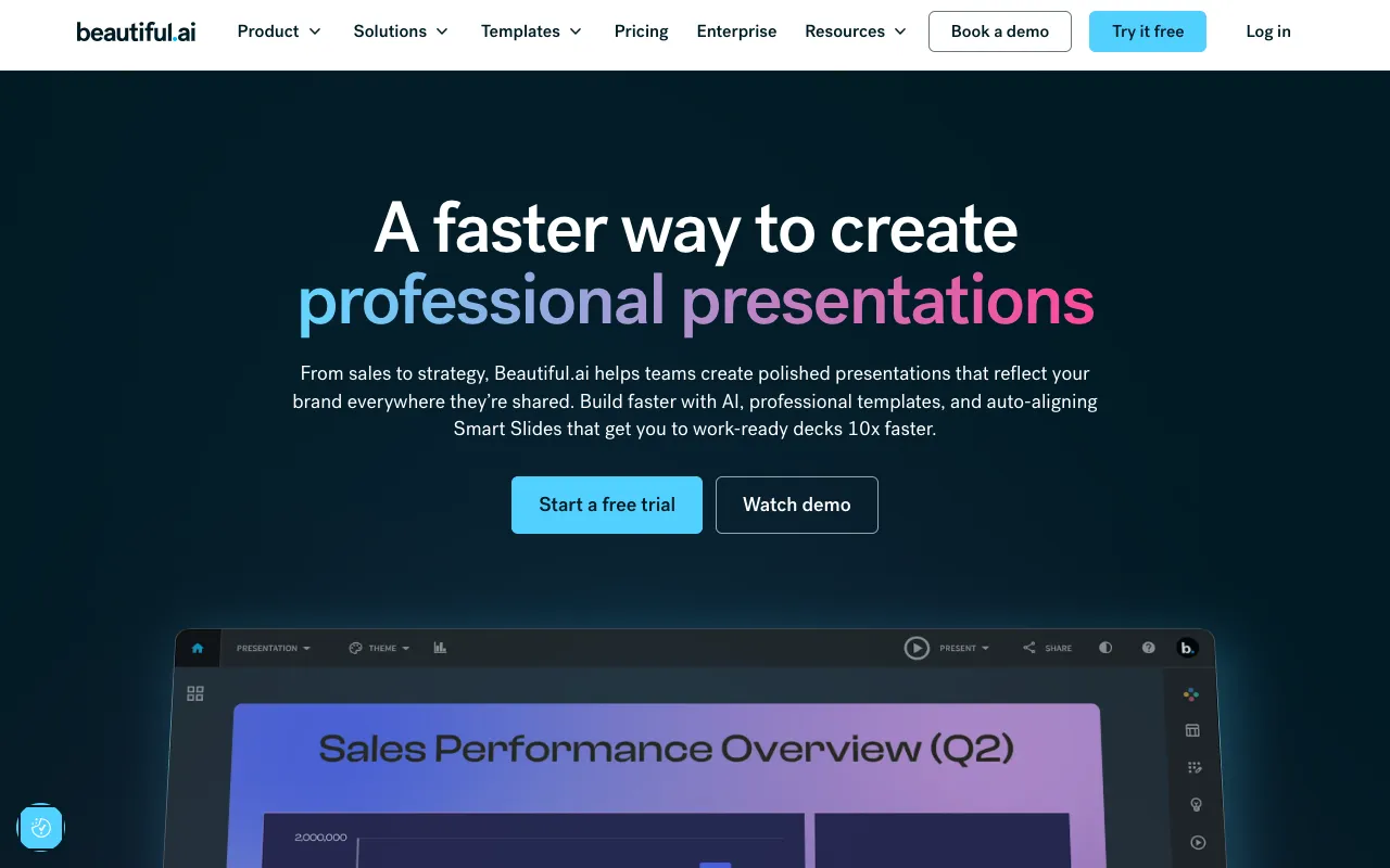 Beautiful.ai homepage screenshot