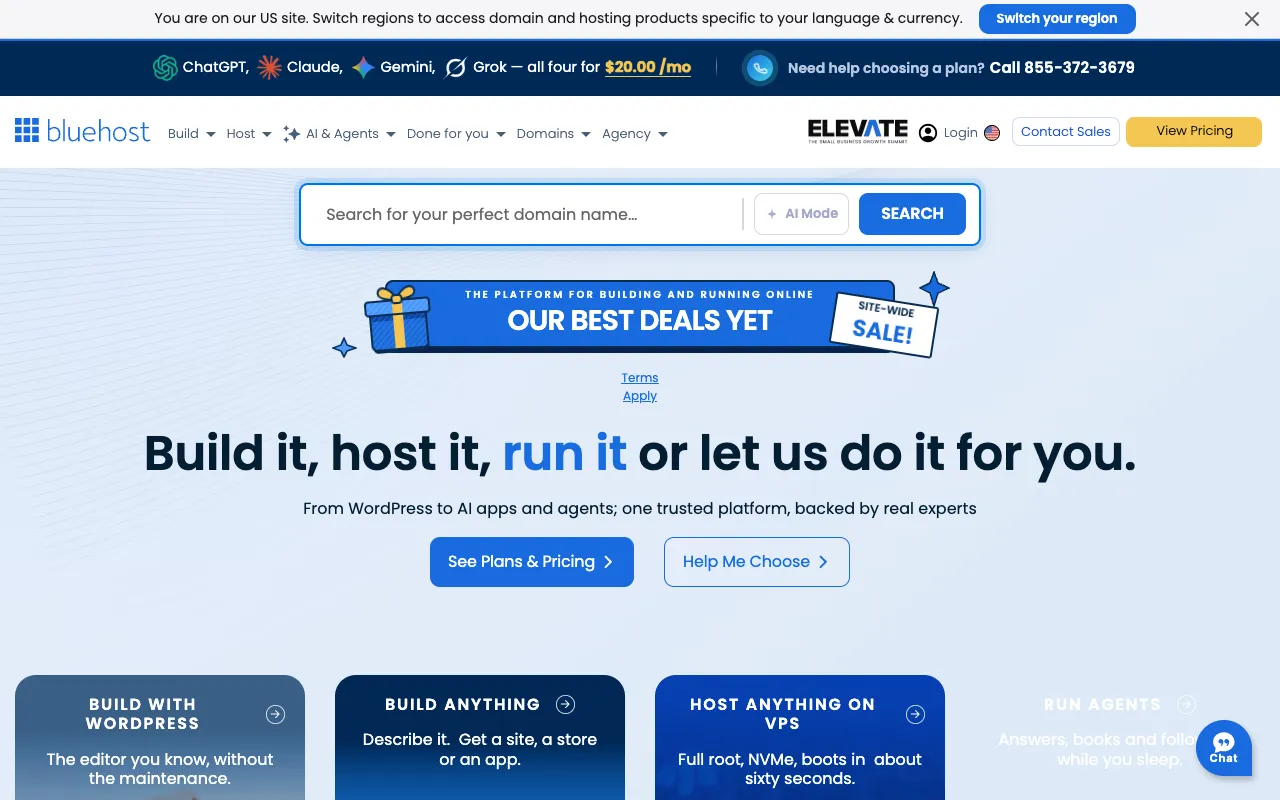 Bluehost homepage screenshot