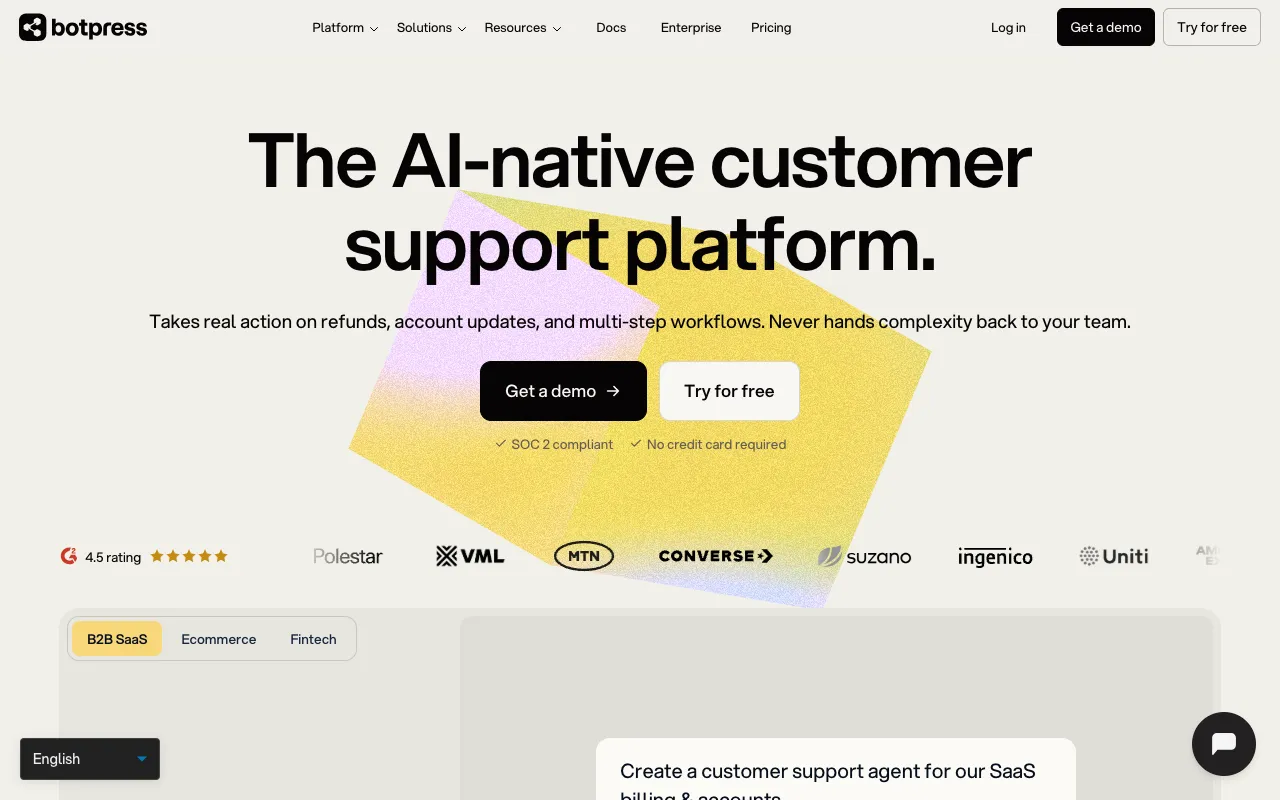 Botpress homepage screenshot