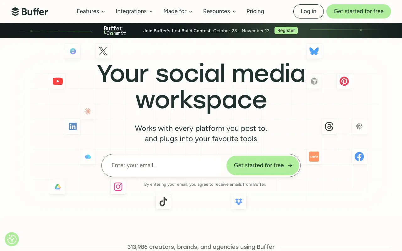 Buffer homepage screenshot