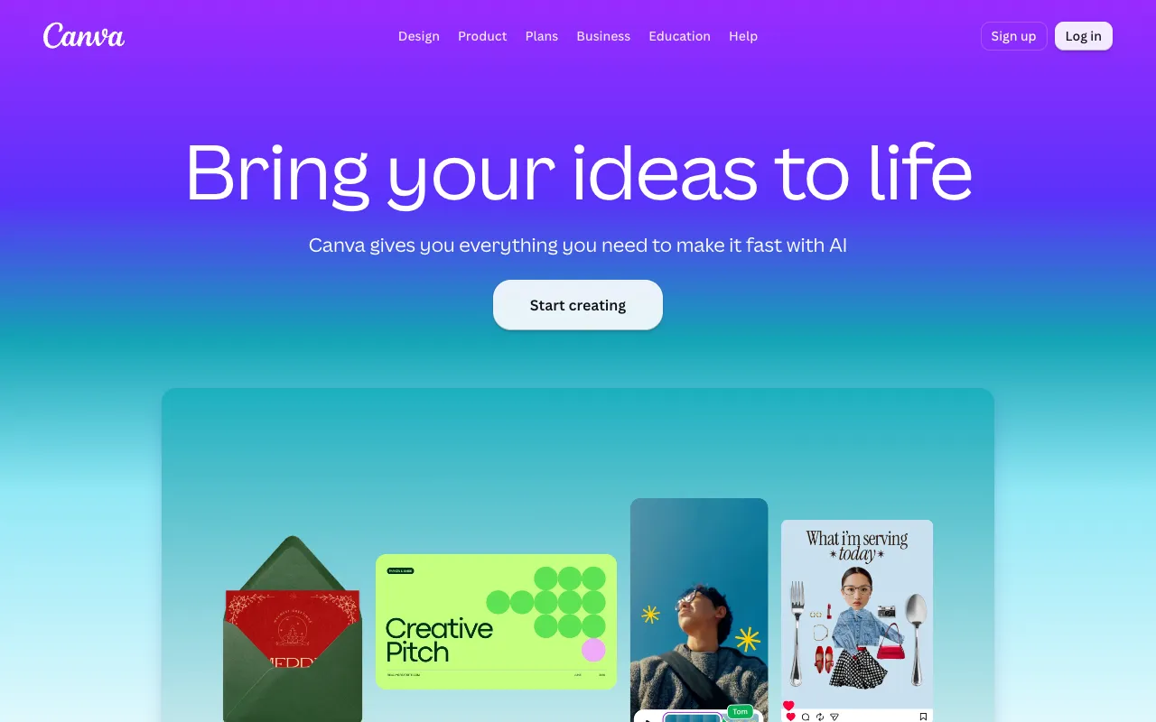 Canva homepage screenshot