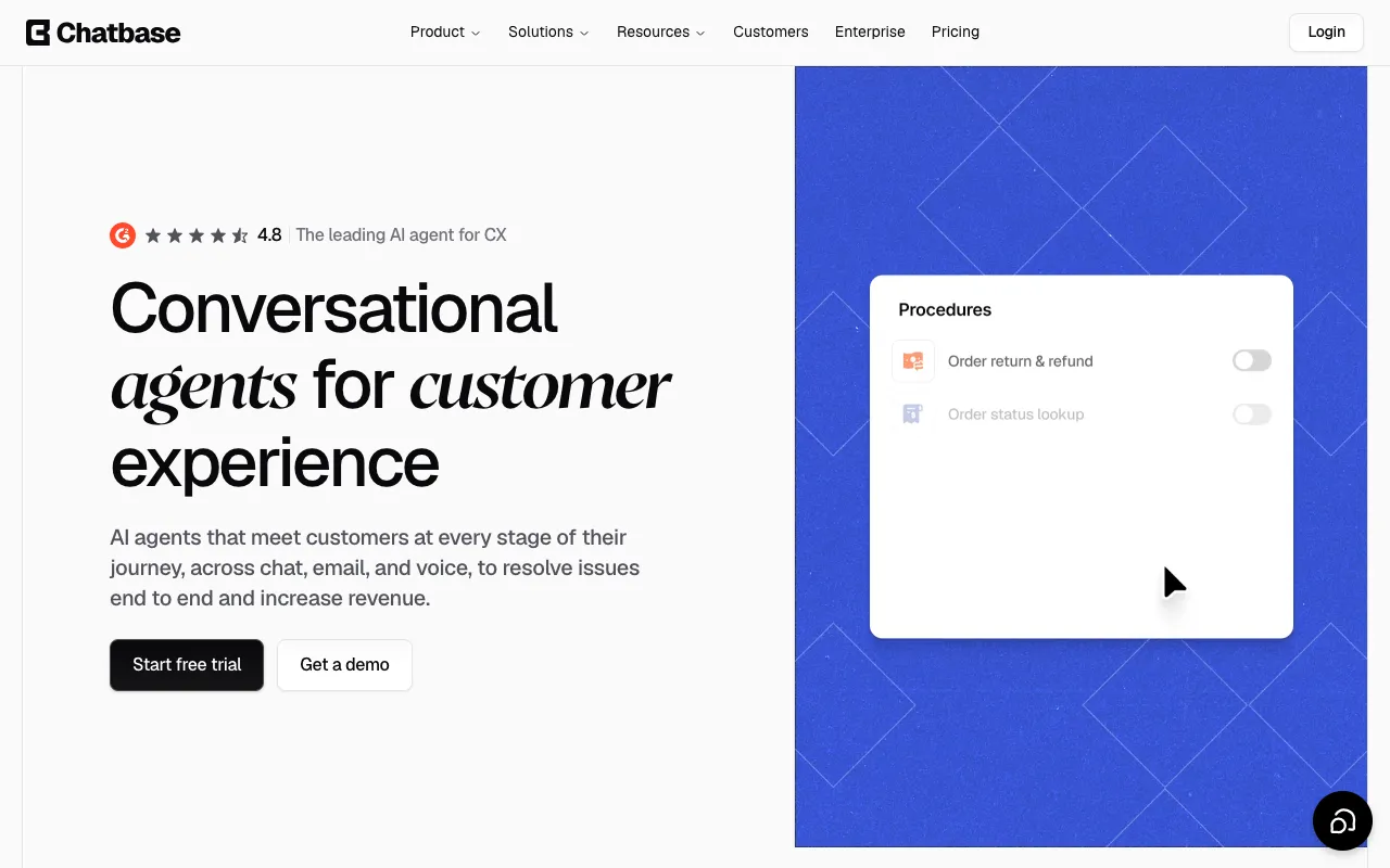 Chatbase homepage screenshot