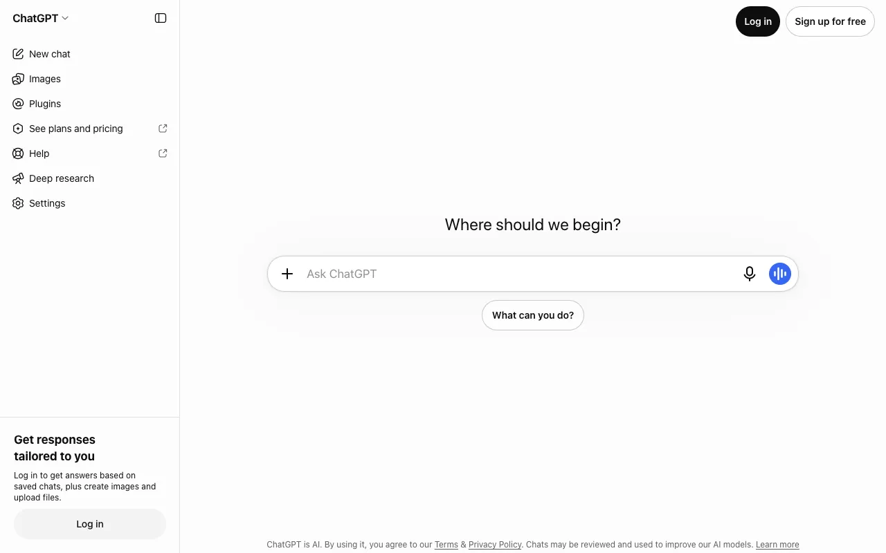 ChatGPT homepage screenshot