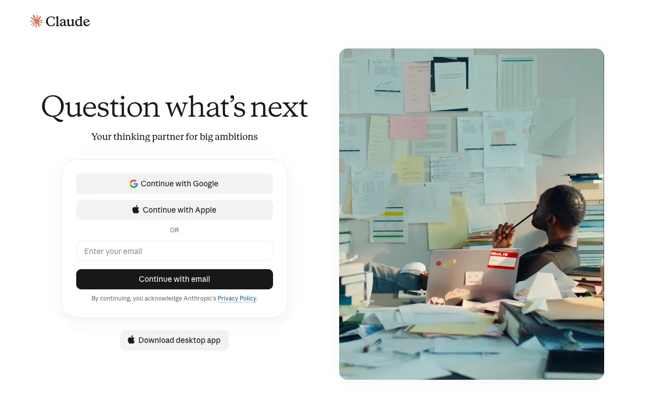 Claude homepage screenshot