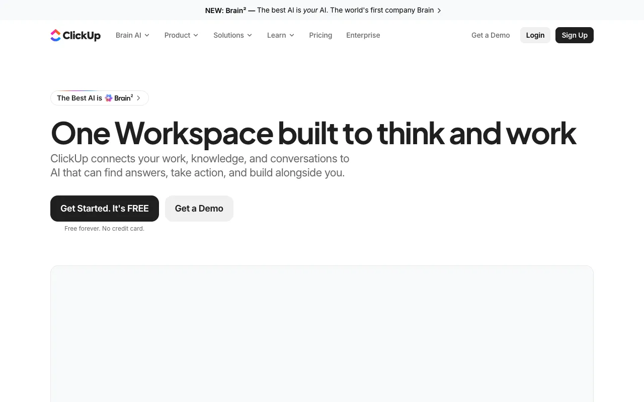 ClickUp homepage screenshot