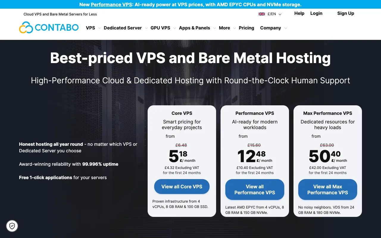 Contabo homepage screenshot