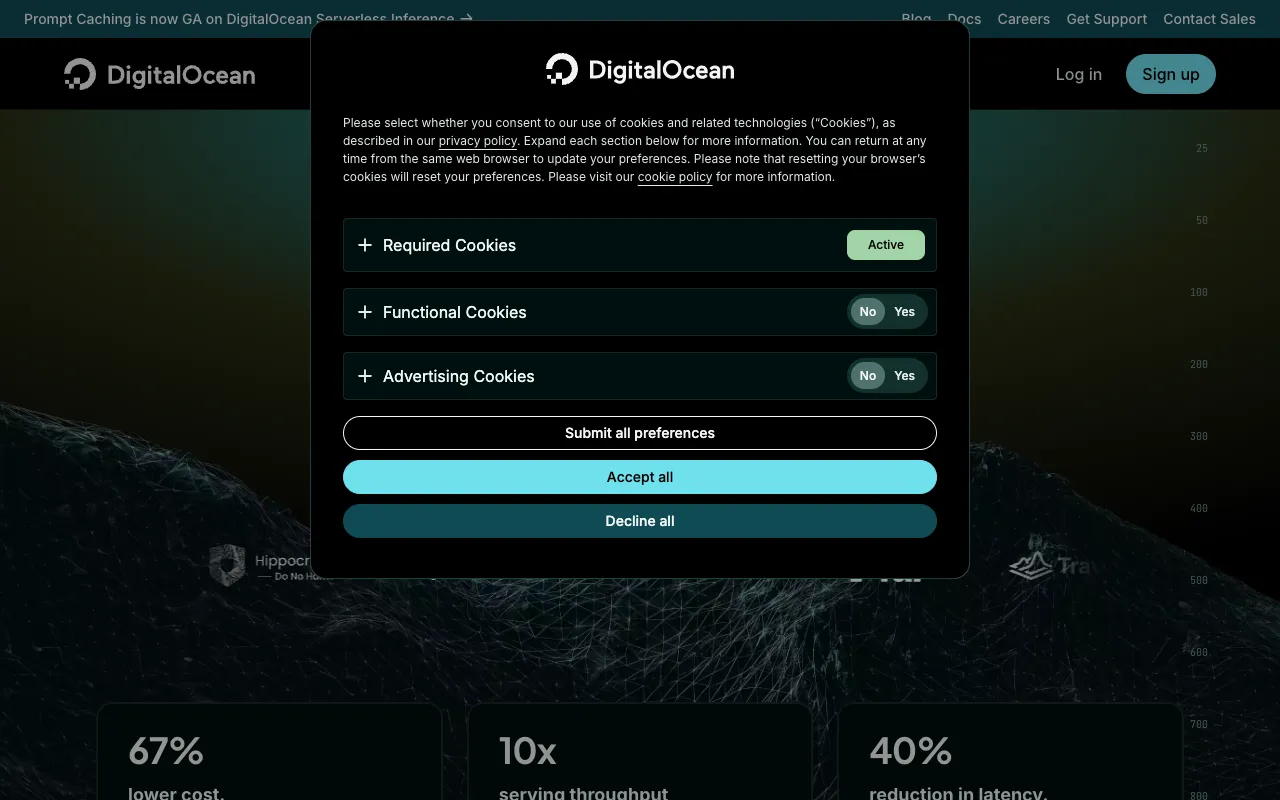 DigitalOcean homepage screenshot