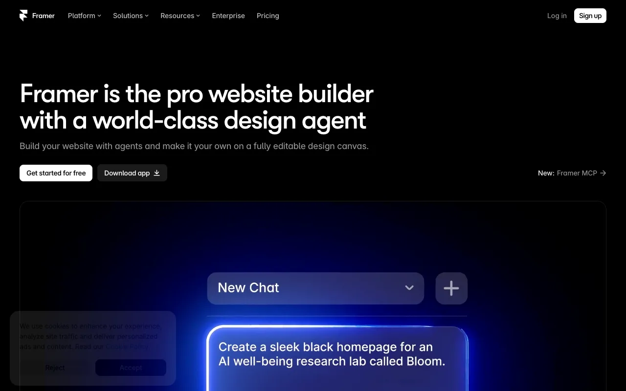 Framer homepage screenshot