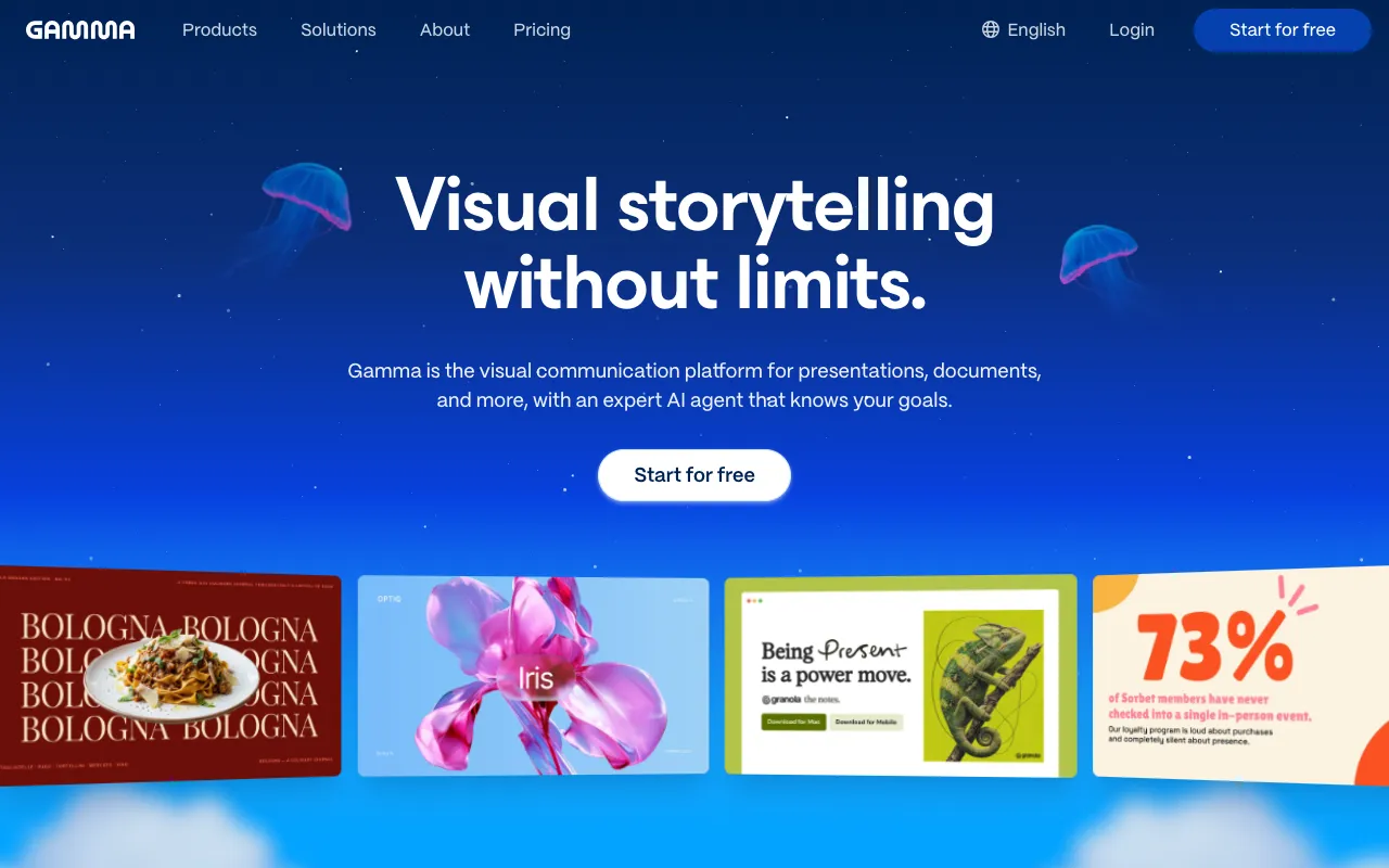 Gamma homepage screenshot