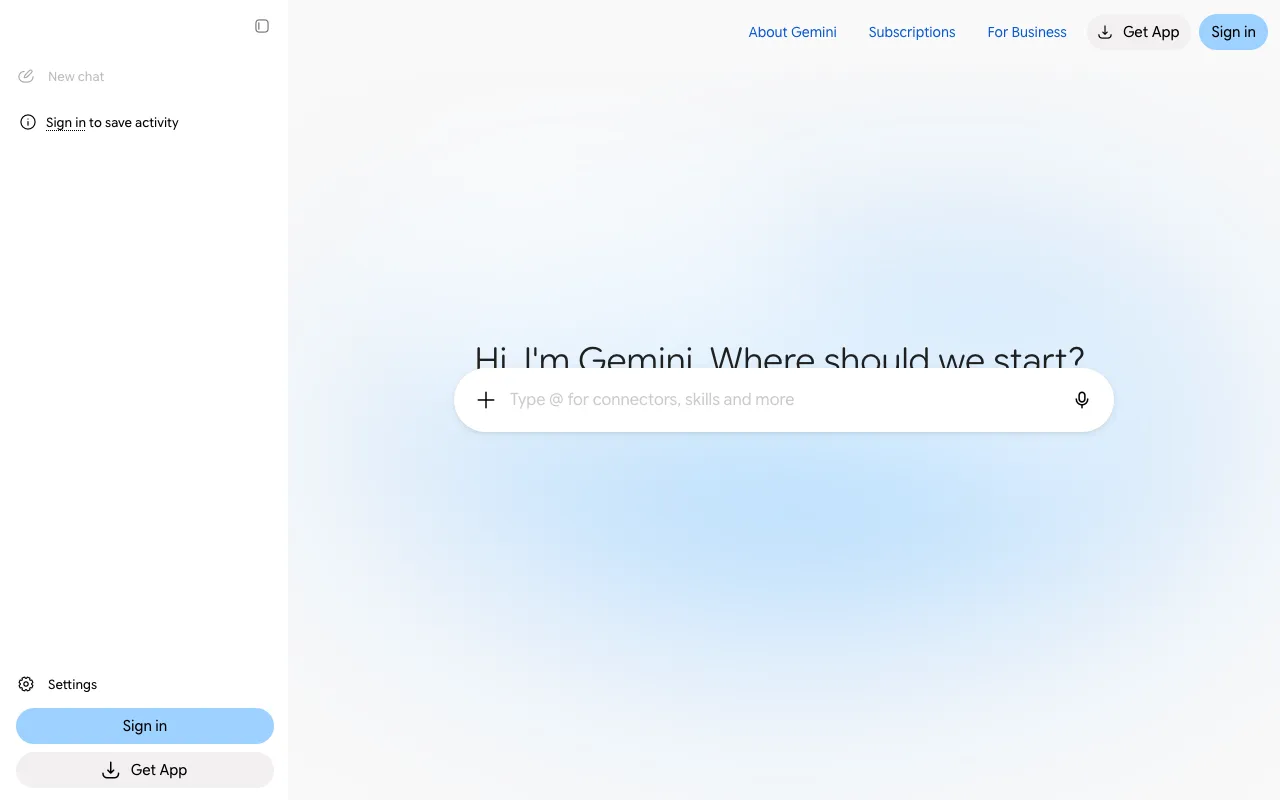 Gemini homepage screenshot