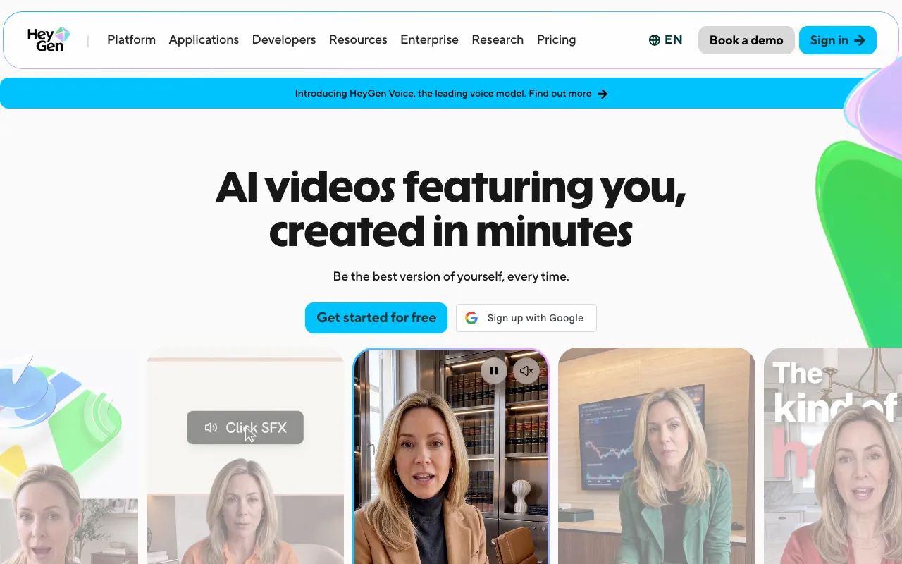 HeyGen homepage screenshot