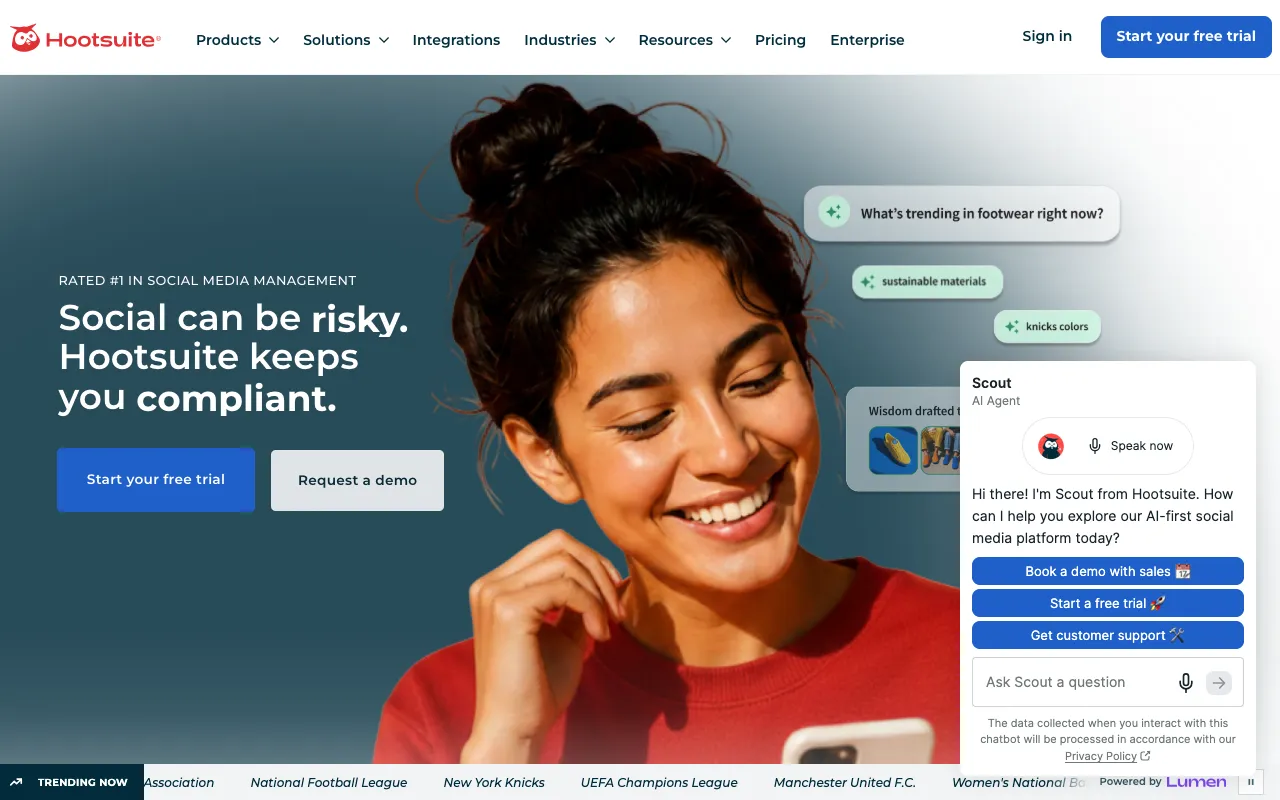 Hootsuite homepage screenshot