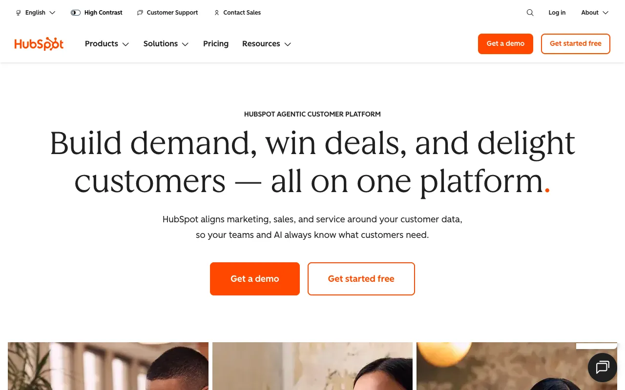 HubSpot homepage screenshot