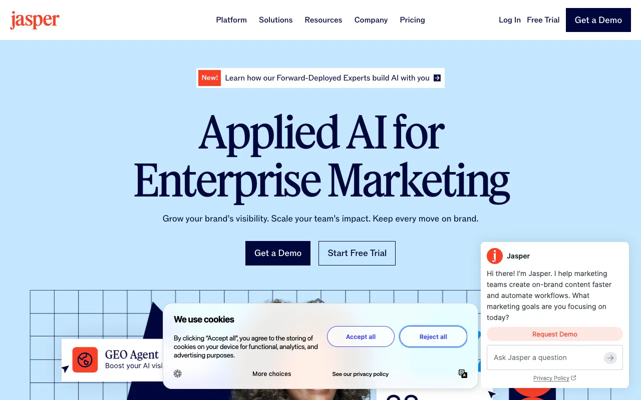 Jasper homepage screenshot