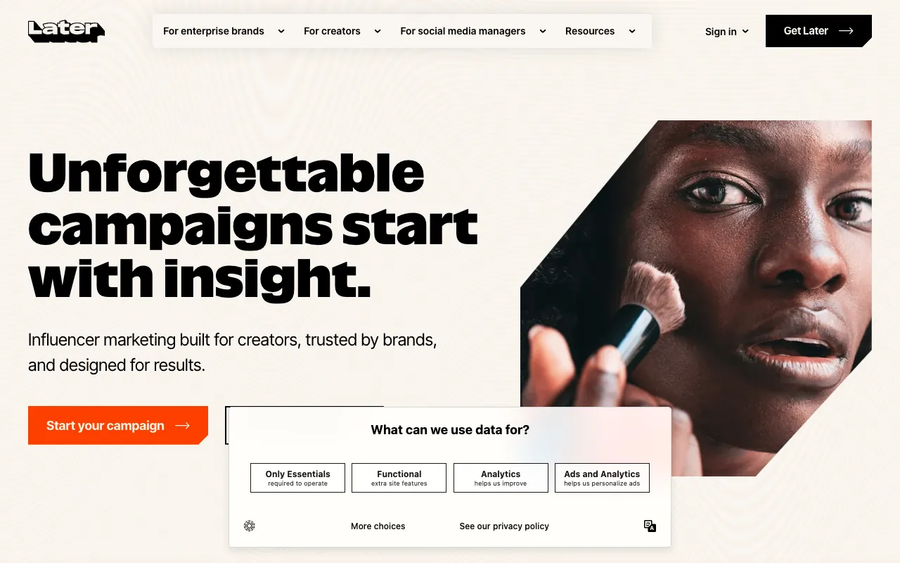 Later homepage screenshot
