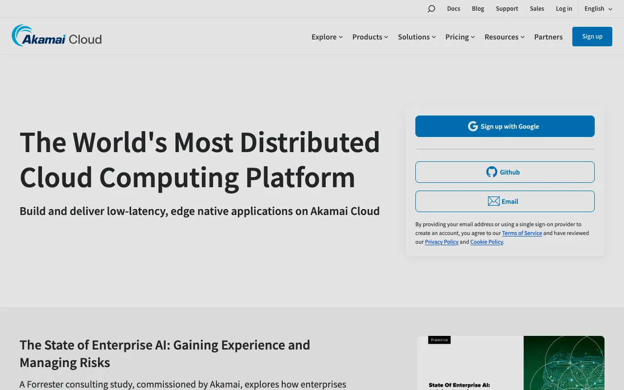 Linode (Akamai) homepage screenshot