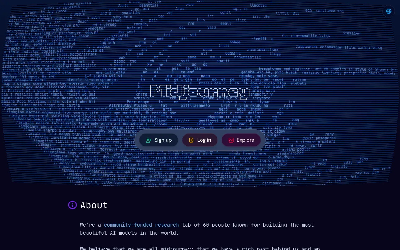 Midjourney homepage screenshot