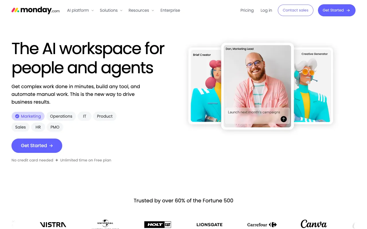 monday.com homepage screenshot