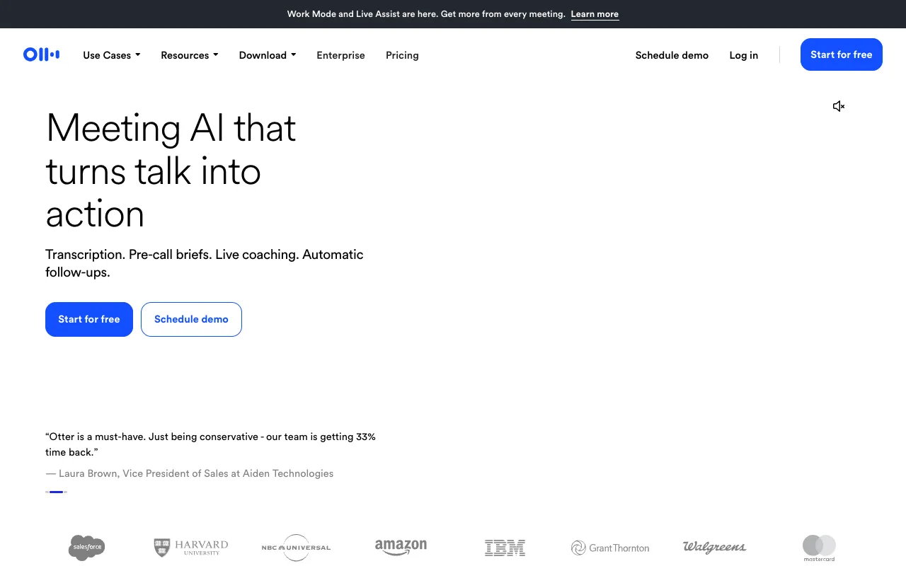 Otter.ai homepage screenshot