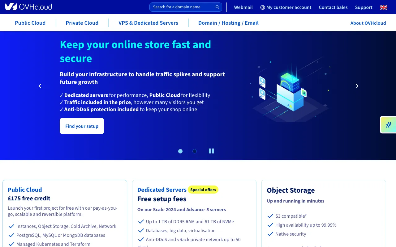 OVHcloud homepage screenshot