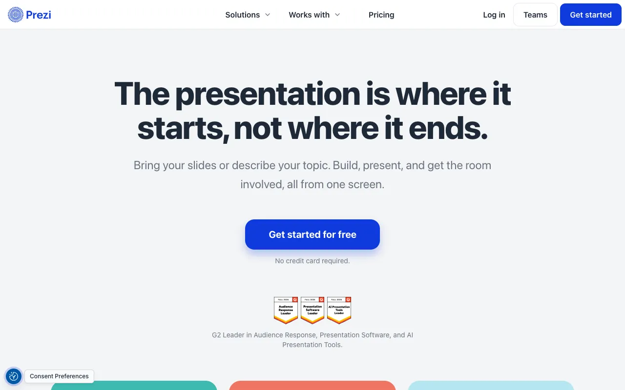 Prezi homepage screenshot