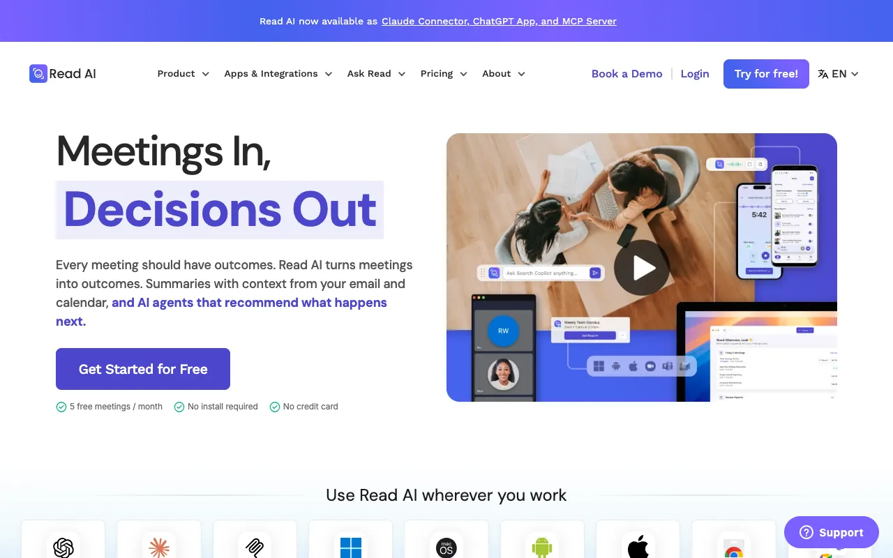 Read AI homepage screenshot