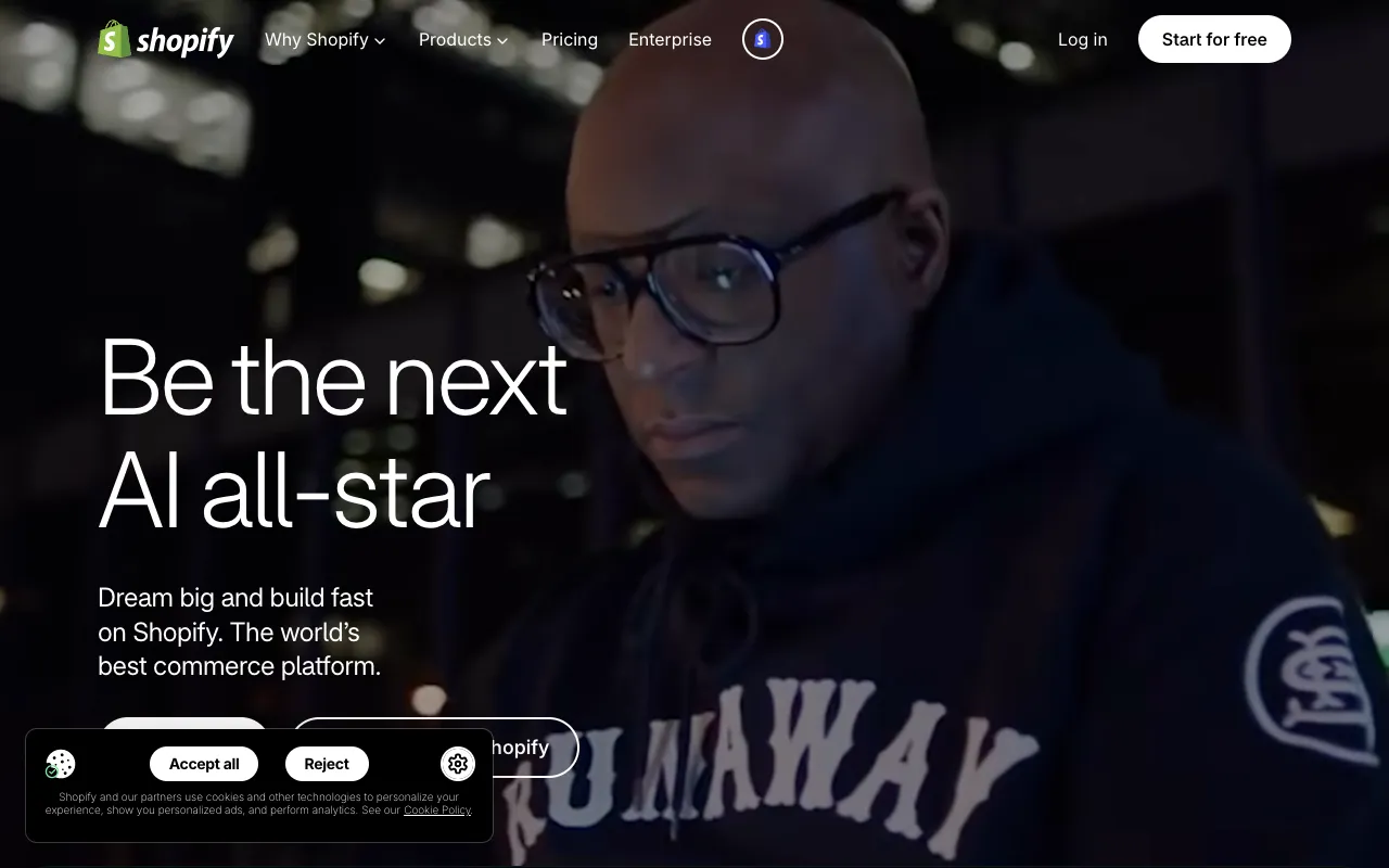 Shopify homepage screenshot