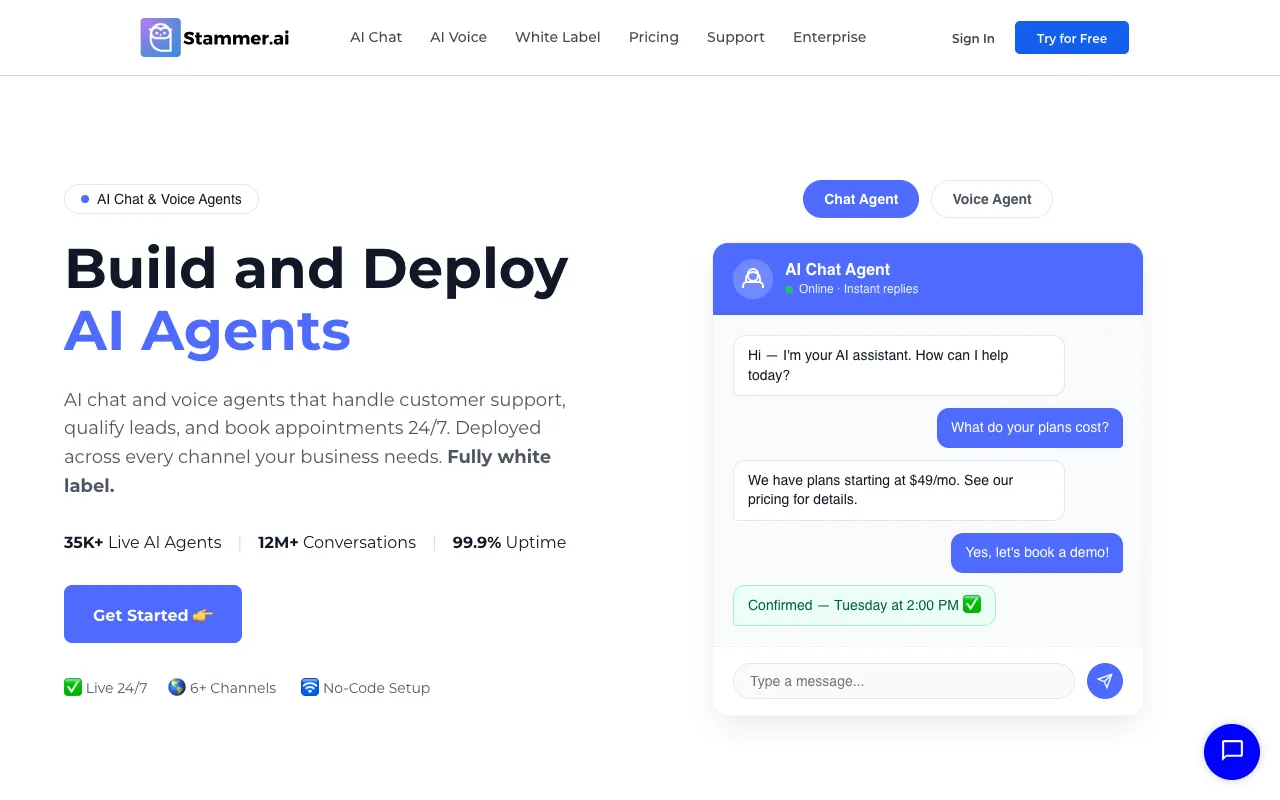 Stammer.ai homepage screenshot