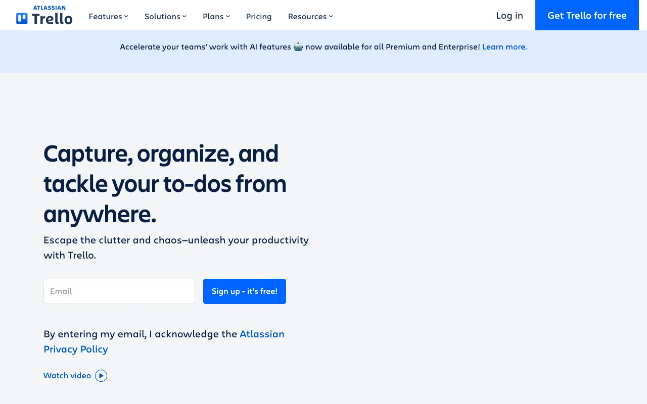 Trello homepage screenshot
