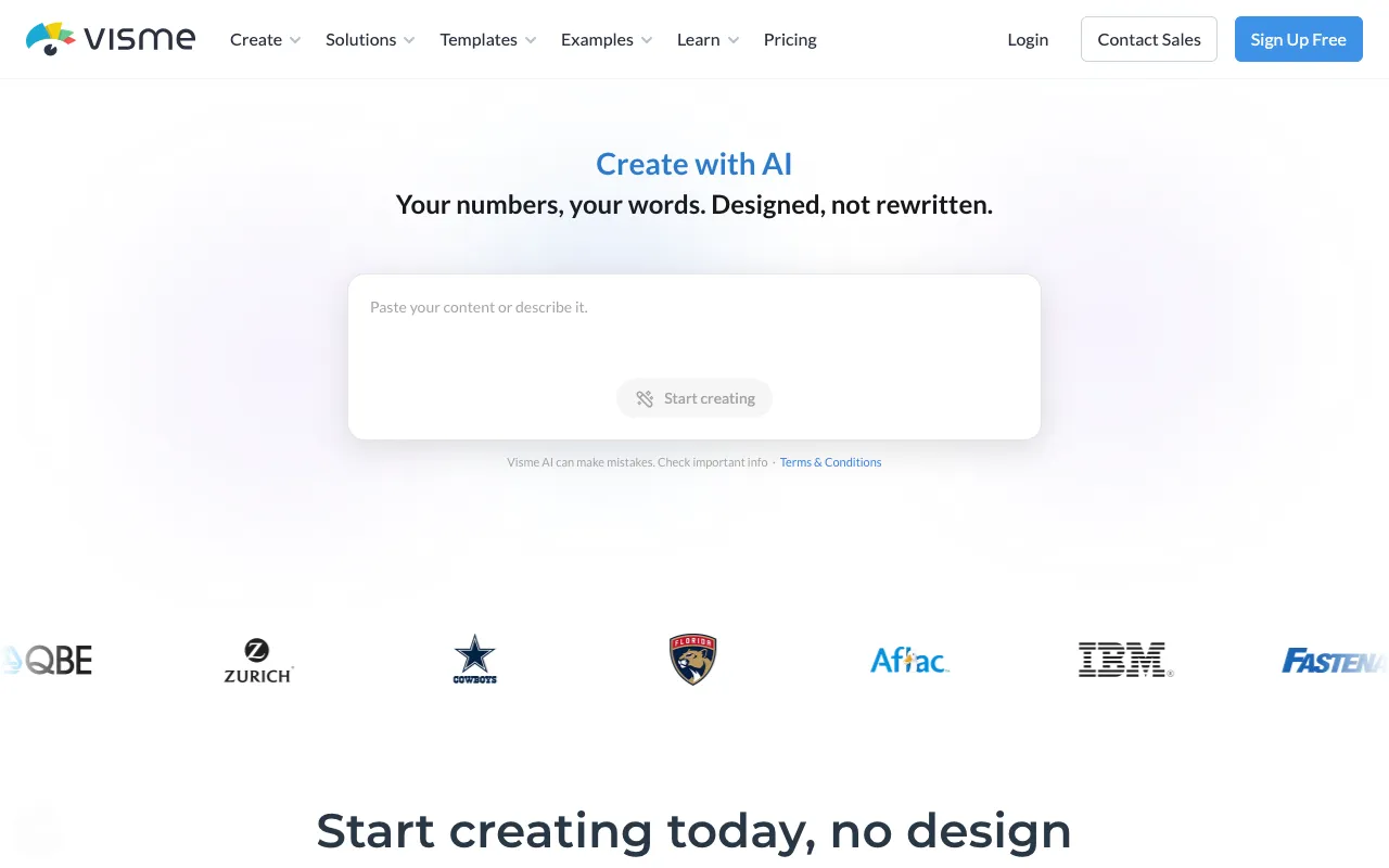 Visme homepage screenshot