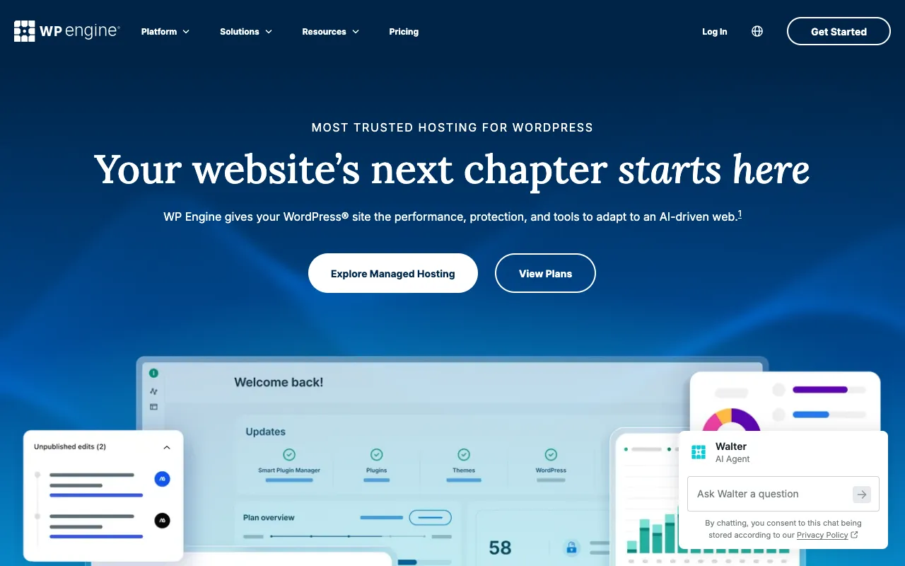 WP Engine homepage screenshot
