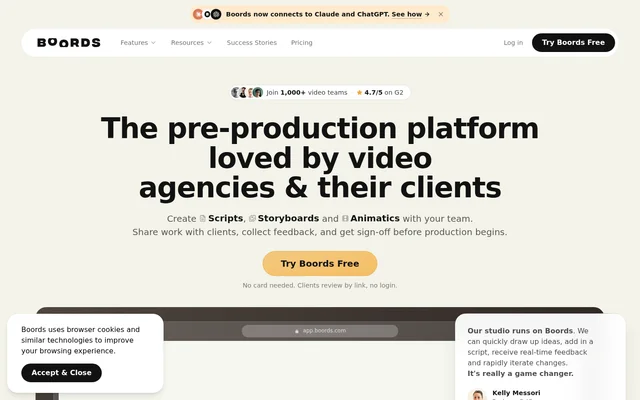 Boords website screenshot