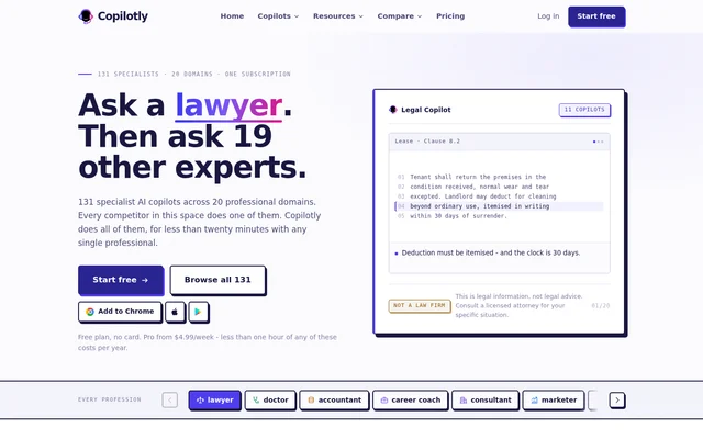 Copilotly website screenshot