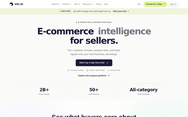 VOC AI Insight website screenshot