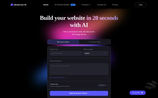Butternut AI website screenshot