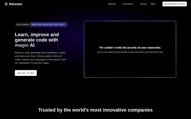 Refraction AI website screenshot