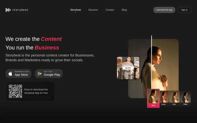 Storybeat website screenshot