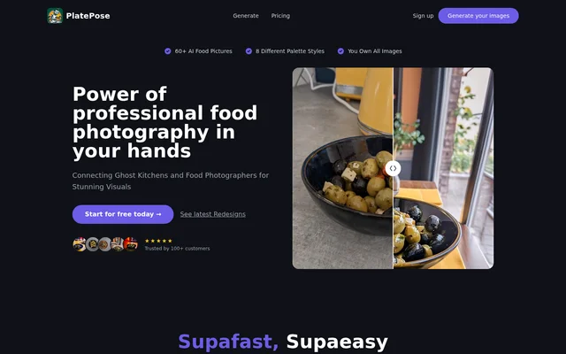 PlatePose website screenshot