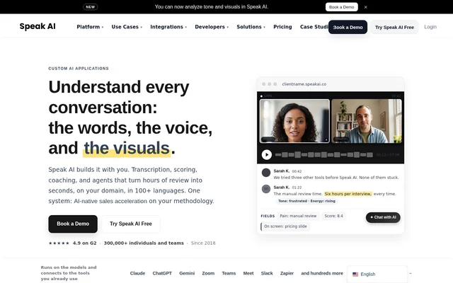 Speak AI website screenshot