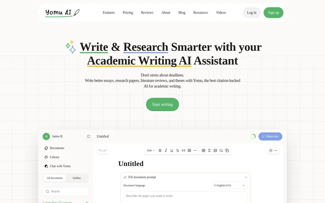 Yomu AI website screenshot