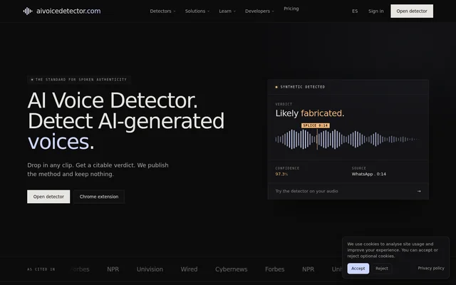 AI Voice Detector website screenshot