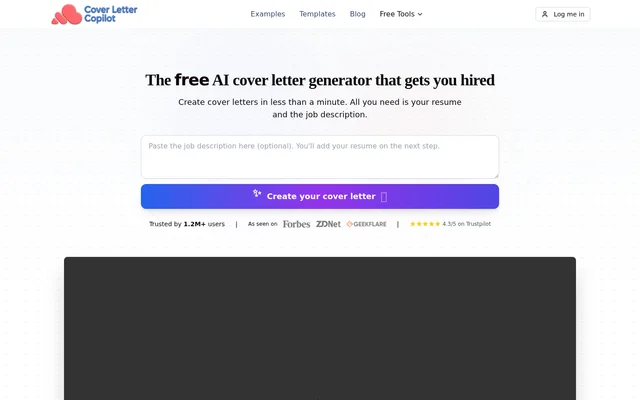 Cover Letter Copilot website screenshot