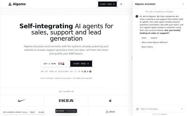 Algomo website screenshot