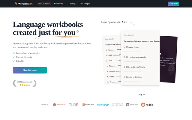WorkbookPDF website screenshot