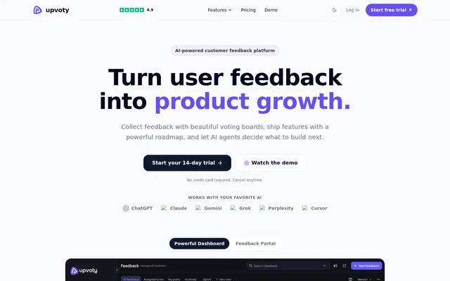 Upvoty website screenshot