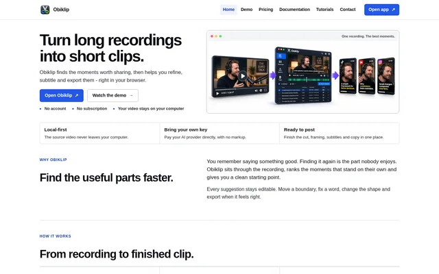 Obiklip website screenshot