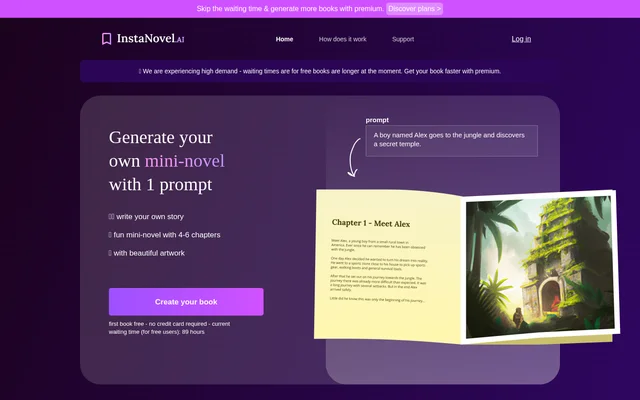 InstaNovel website screenshot
