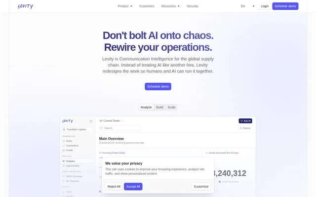Levity website screenshot