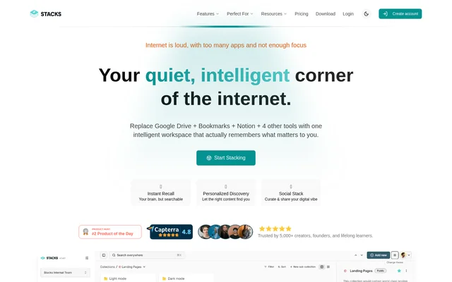 Stacks website screenshot